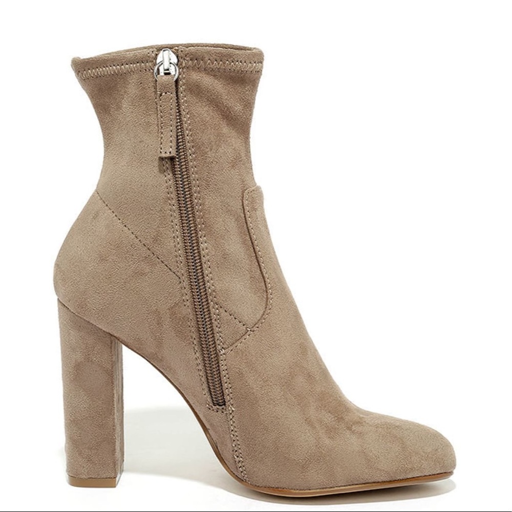 Steve Madden Edit Taupe Suede High Heel Mid-Calf Boots Size 8